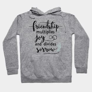 Friendship multiplies joy and divides sorrow. Hoodie